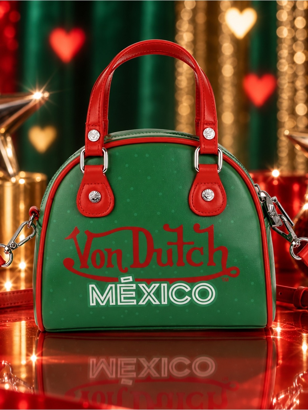 Von Dutch Green & Red Mexico Dome Mini Satchel